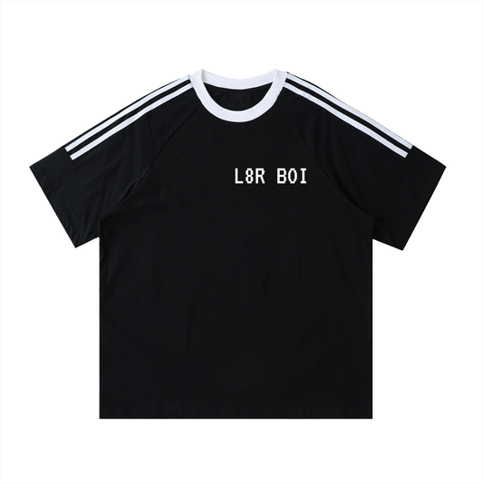 Contrast Tape Crewneck Cotton T-Shirt